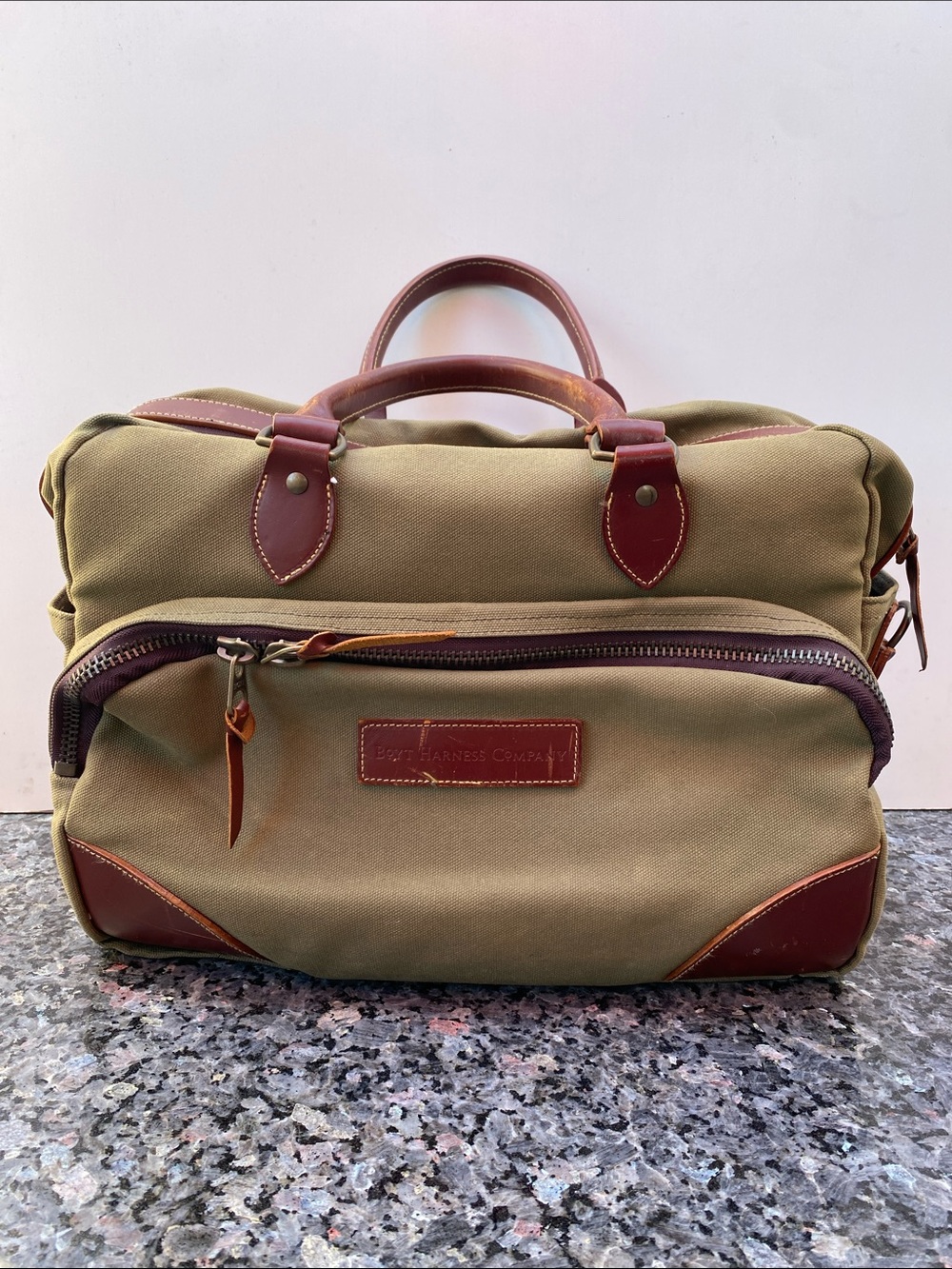 Vintage Boyt Harness Estancia Leather Canvas Laptop Bag.